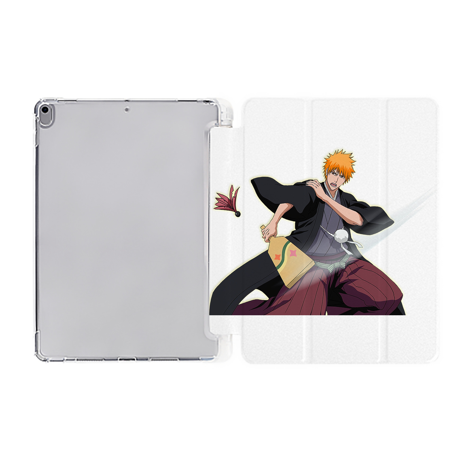 （画像用） ブリーチ 黒崎一護（くろさき いちご）BLEACH Kurosaki Ichigo IPad ケース ペン収納付き 三つ折りスタンド PUレザー×シリコン 対応機種9.5/10.5/10.9インチ
